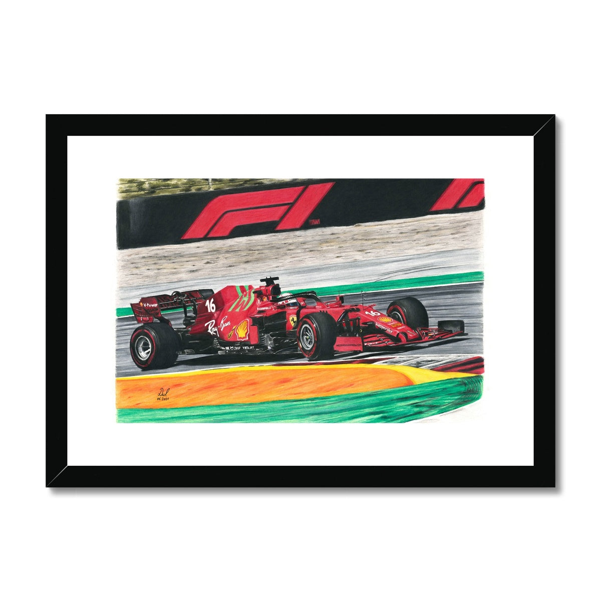 Ferrari F1 Racing Car - Charles Leclerc 2021 Framed & Mounted Print