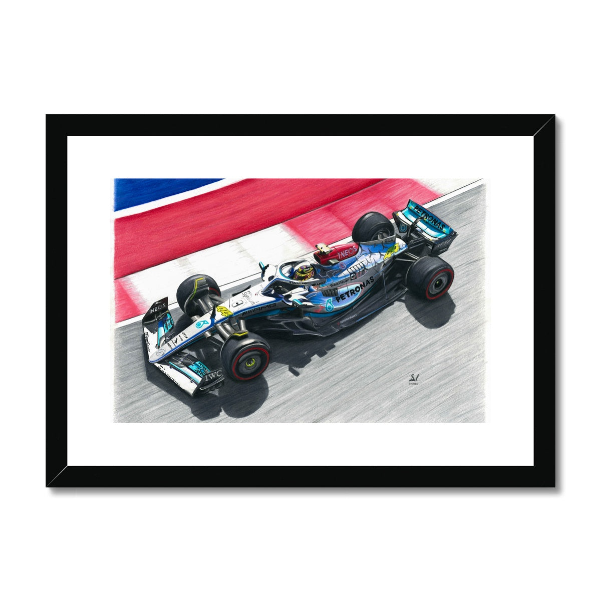 Mercedes AMG Petronas F1 Racing Car - Lewis Hamilton Season 2022 Framed & Mounted Print