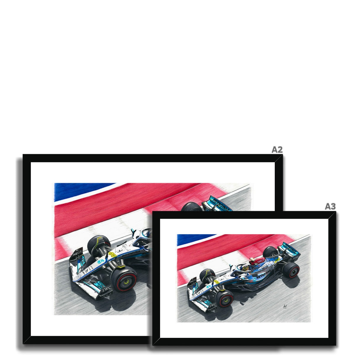 Mercedes AMG Petronas F1 Racing Car - Lewis Hamilton Season 2022 Framed & Mounted Print