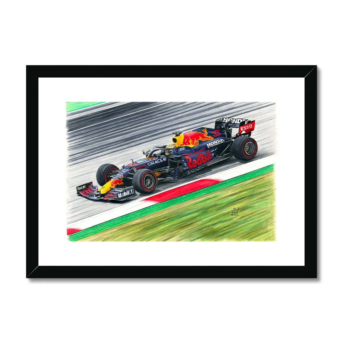 Red Bull F1 Racing Car - Max Verstappen 2021 Framed & Mounted Print