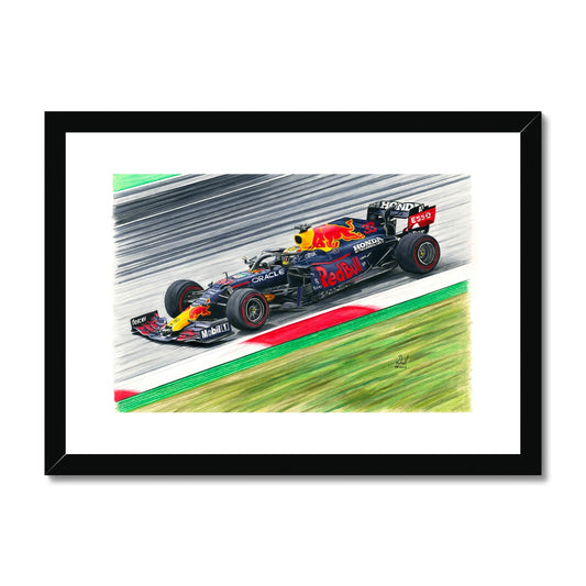 Red Bull F1 Racing Car - Max Verstappen 2021 Framed & Mounted Print