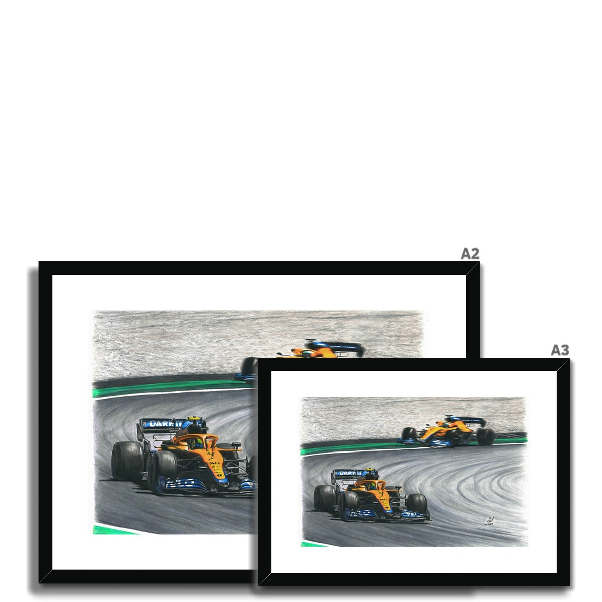 McLaren F1 MCL35M 2021 Lando Norris and Daniel Ricciardo Framed & Mounted Print