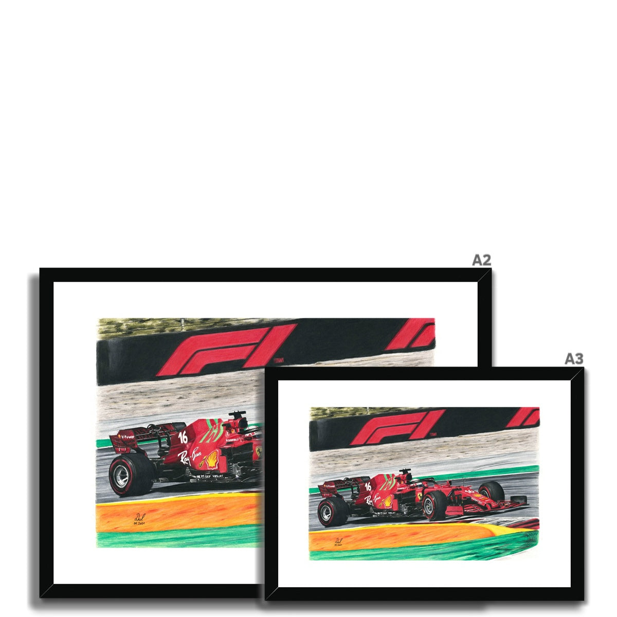 Ferrari F1 Racing Car - Charles Leclerc 2021 Framed & Mounted Print