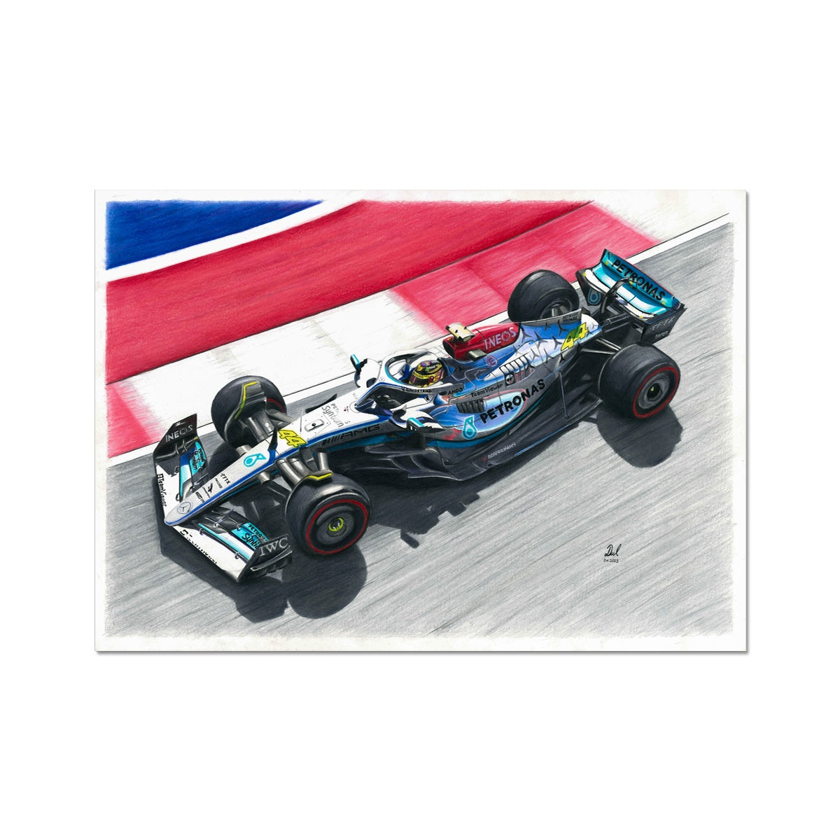 Mercedes AMG Petronas F1 Racing Car - Lewis Hamilton Season 2022 Fine Art Print