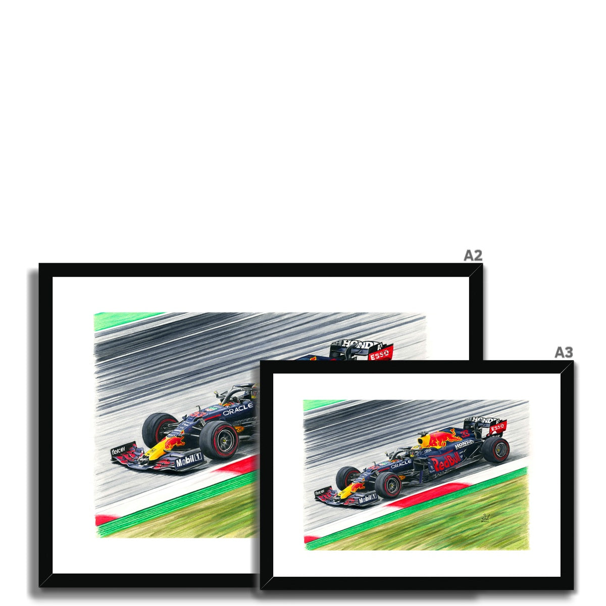 Red Bull F1 Racing Car - Max Verstappen 2021 Framed & Mounted Print